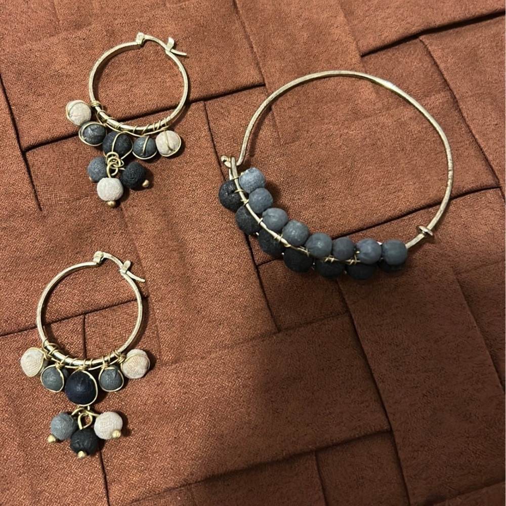 Handmade cuff and earrings set